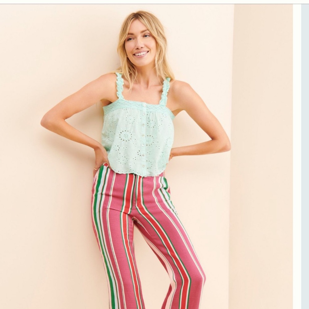 Light blue/green eyelet tank top